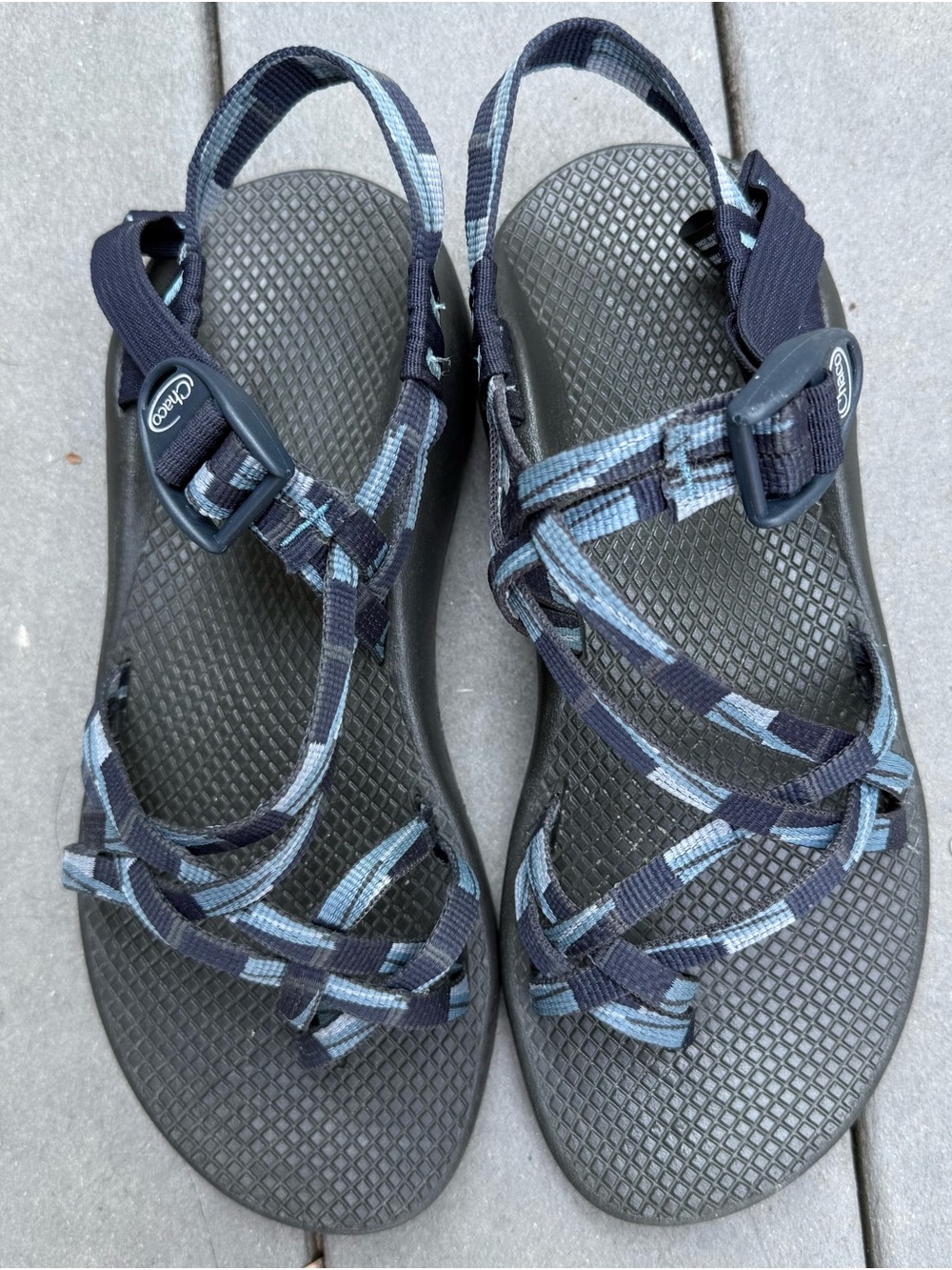 Chaco Women’s Black and Light Blue Strappy Sport Sandals